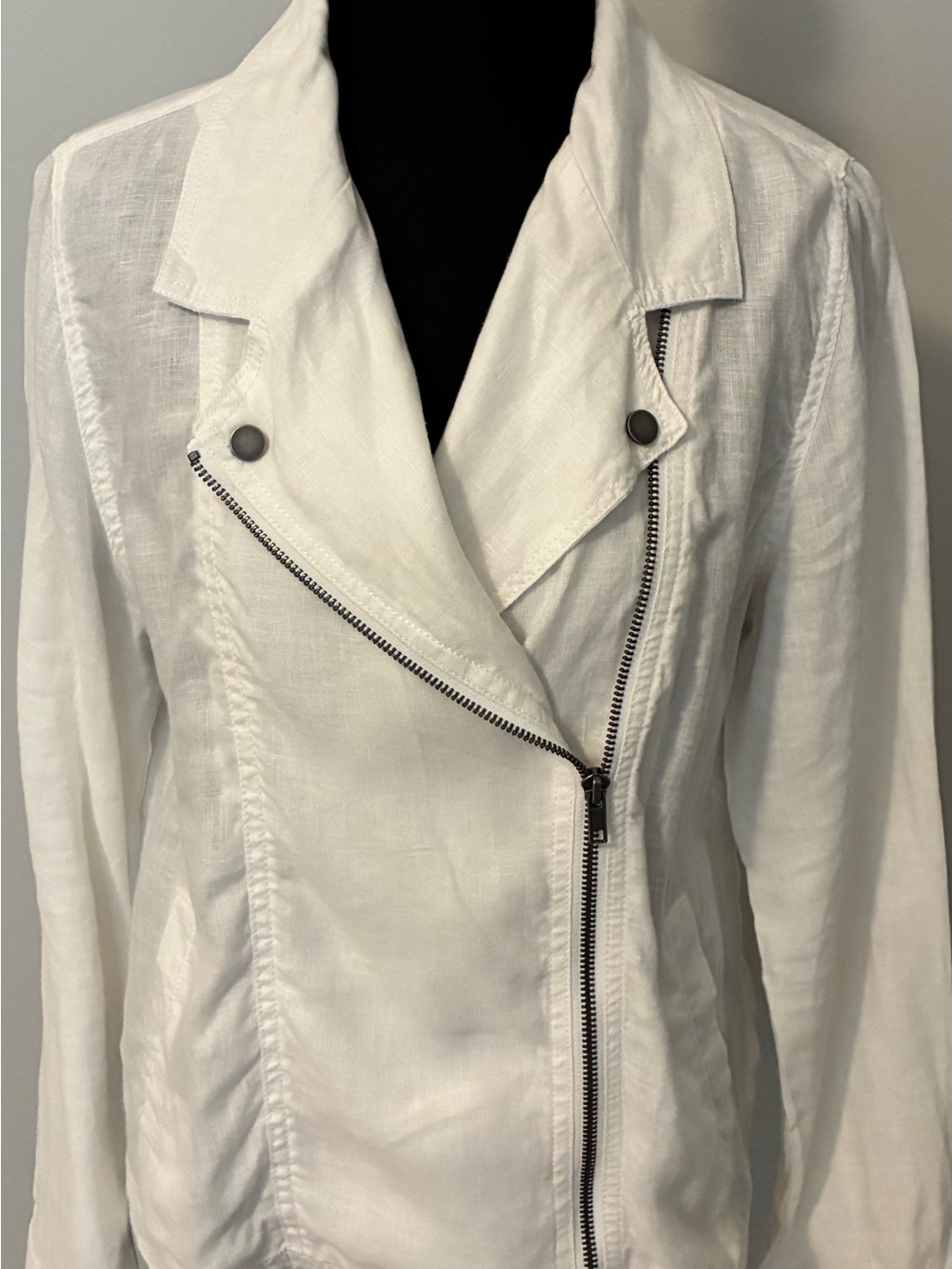 Cynthia Rowley White Linen Moto Jacket